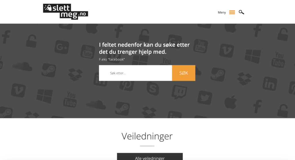 slettmeg.no skjermbilde